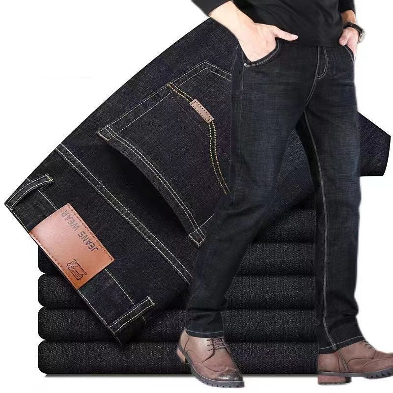 Summer Business Formal Jeans For Men Loose Straight-Leg Stretchy Slim-Fit Casual And Professional Wear