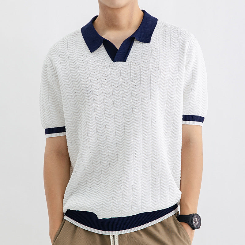Polo Shirt Men's Ice Silk Led High-end Short-sleeved T-shirt Summer