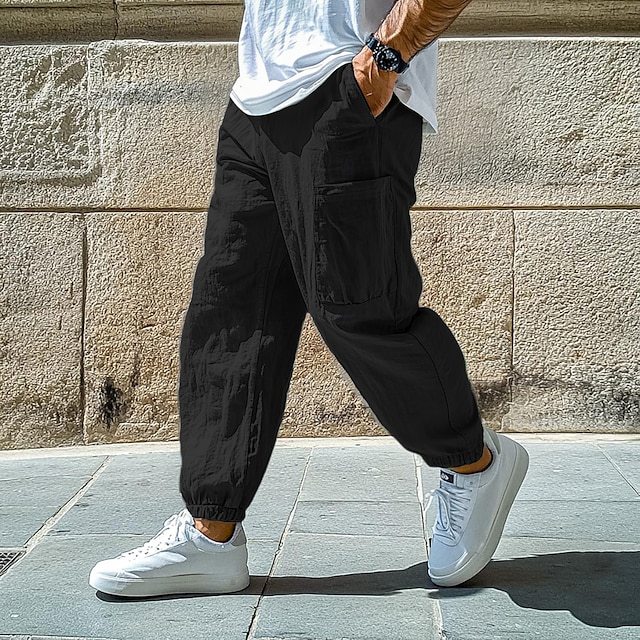 Mens Solid-Color Comfortable Breathable Casual Work Pants