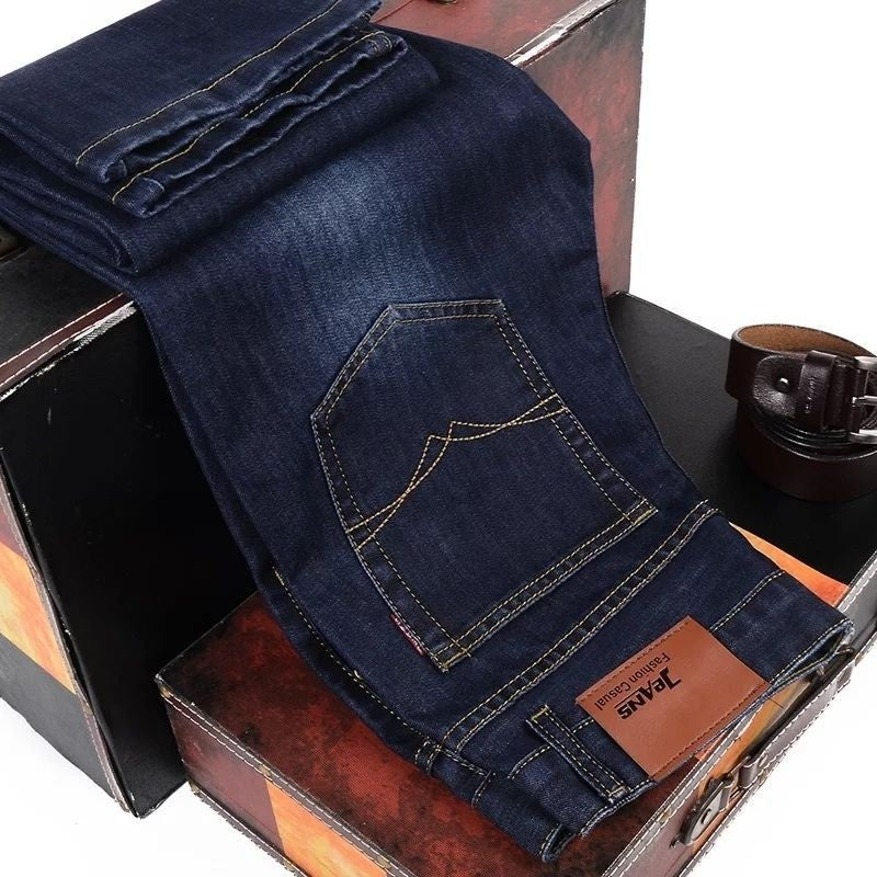Summer Business Formal Jeans For Men Loose Straight-Leg Stretchy Slim-Fit Casual And Professional Wear