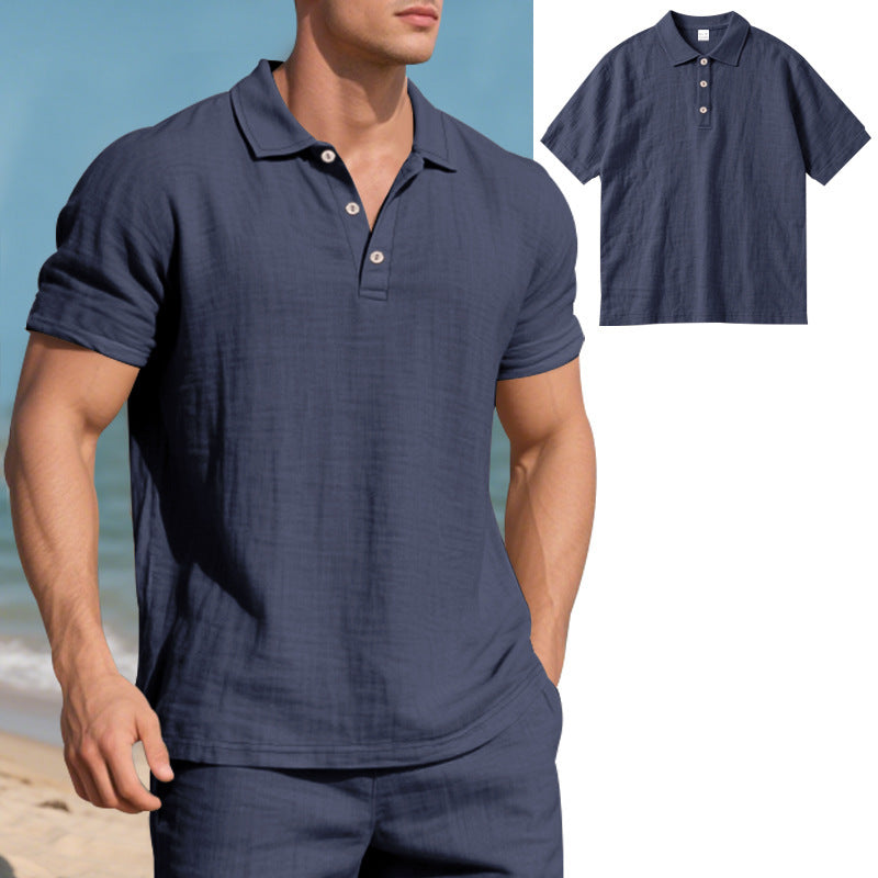 Breathable Linen Casual Short-Sleeve Polo Shirt