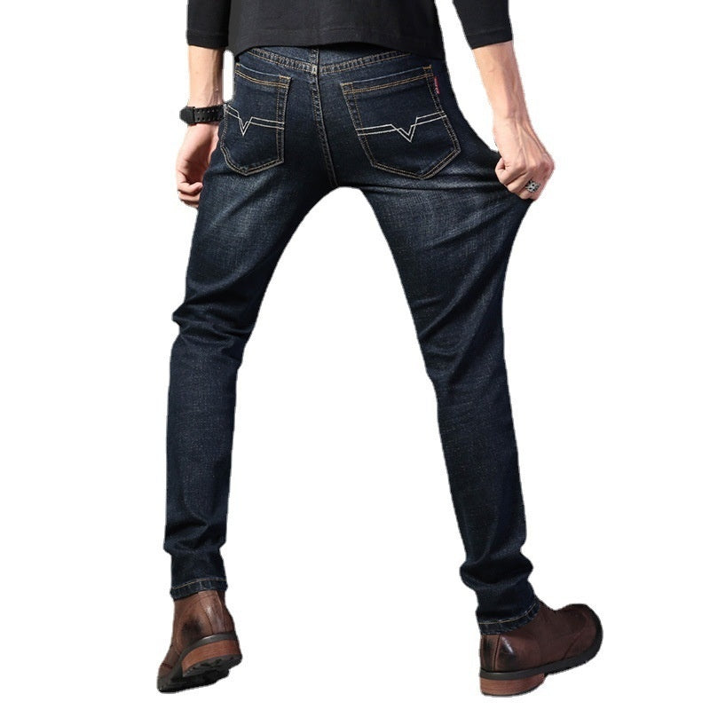 Summer Business Formal Jeans For Men Loose Straight-Leg Stretchy Slim-Fit Casual And Professional Wear
