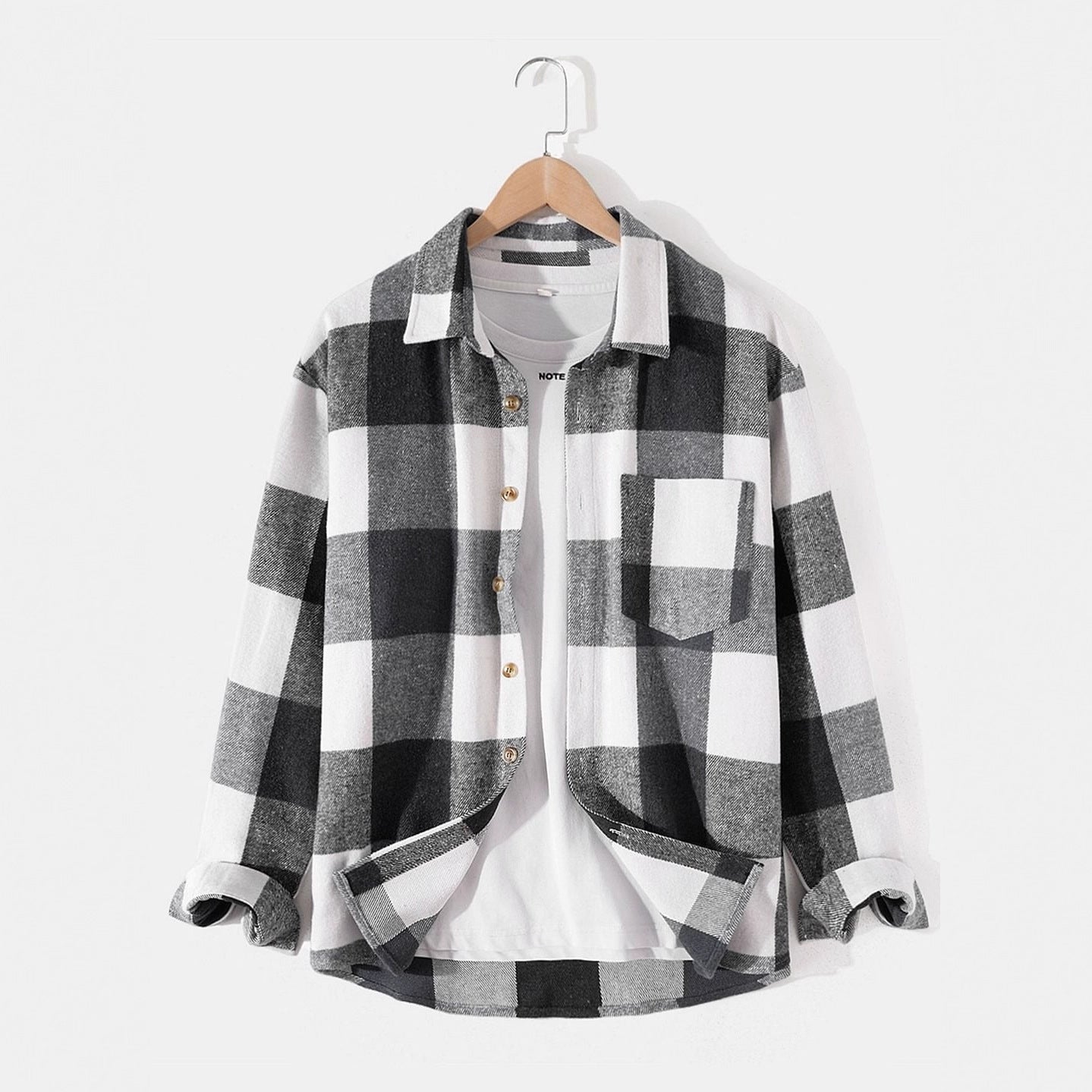 New Mens Plaid Comfortable Long-sleeve Shirt With A Relaxed Fit